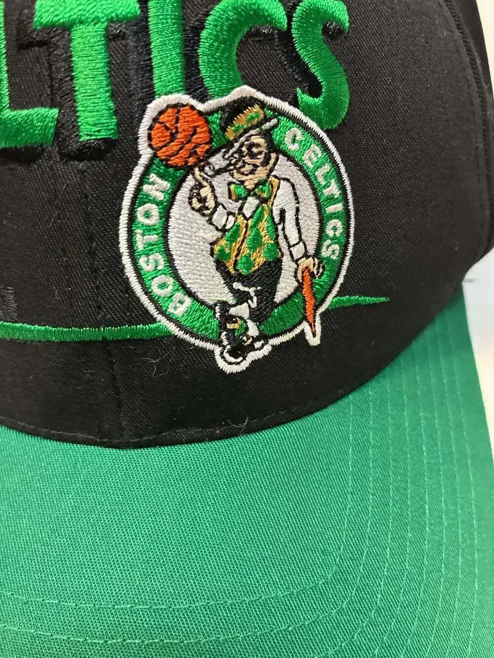 Vintage Boston Celtics Twins Enterprise Embroidered Spellout Snapback Hat